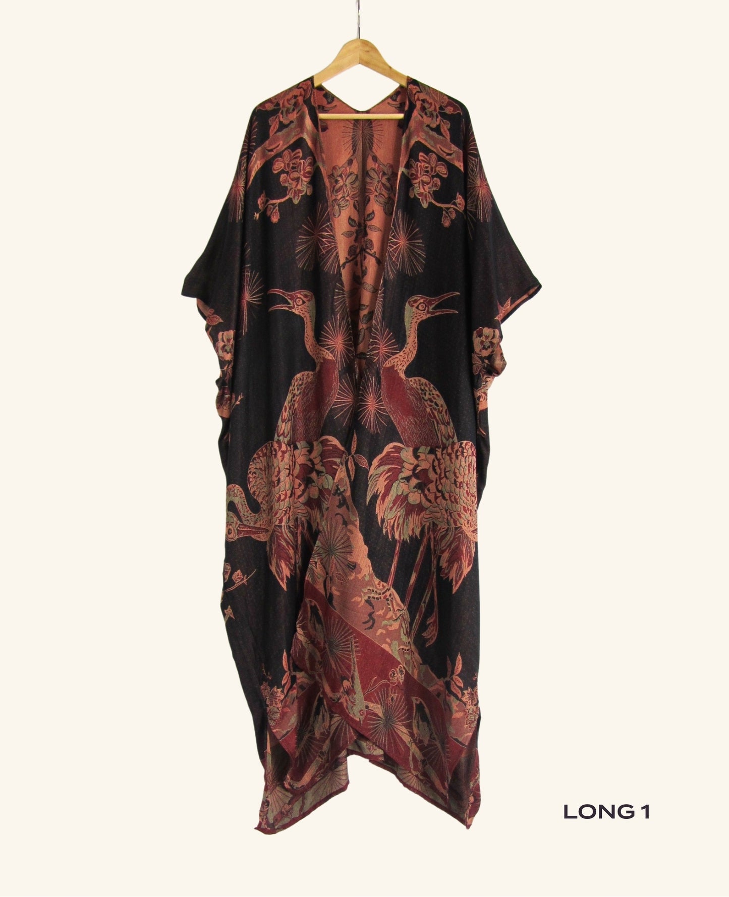 Reversible Kimono in Black & Coral