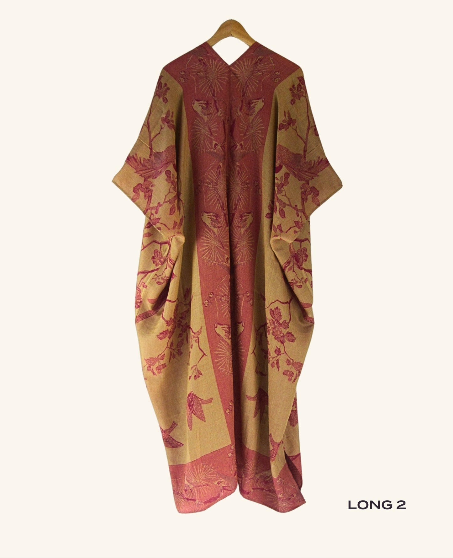 Reversible Kimono in Ruby Pink & Yellow Peach