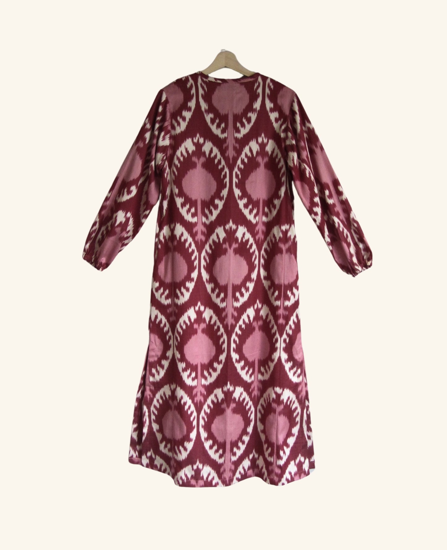 Ikat Kaftan in Pomegranate