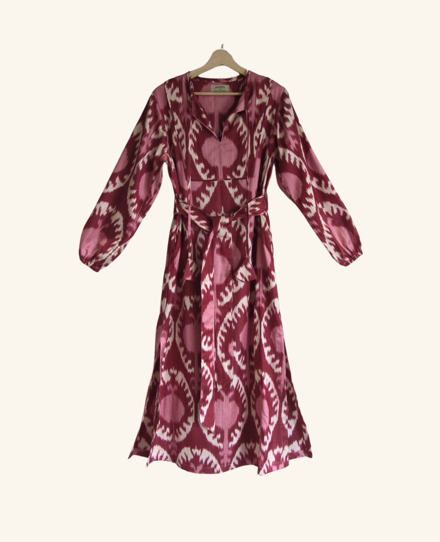 Ikat Kaftan in Pomegranate