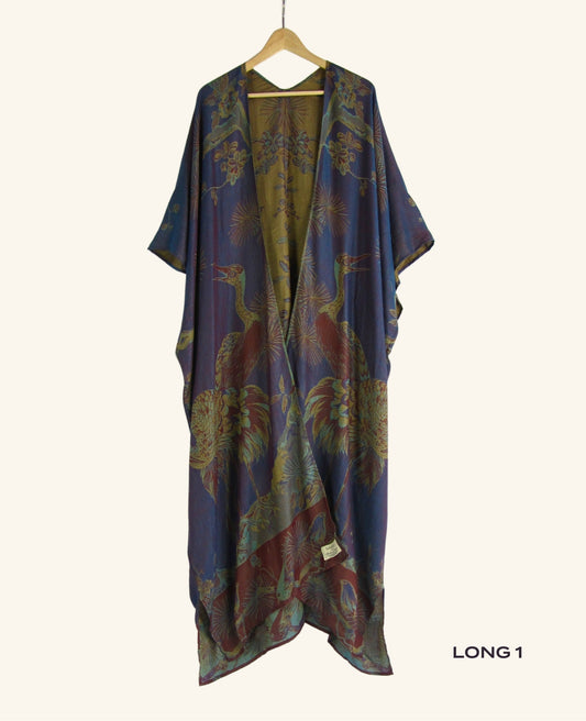 Reversible Kimono in Sapphire & Olive