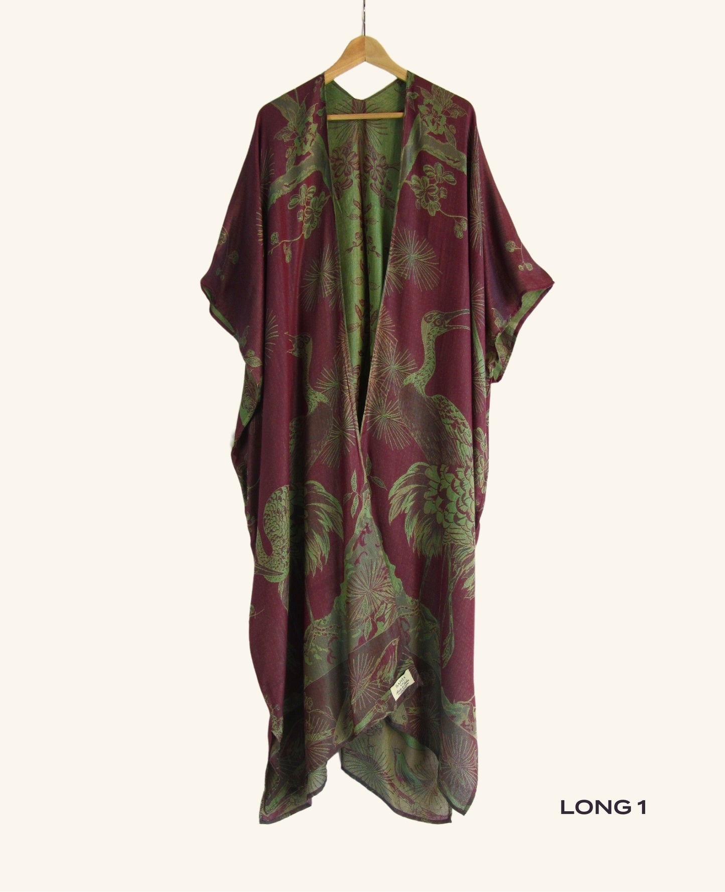 Reversible Kimono in Plum & Green