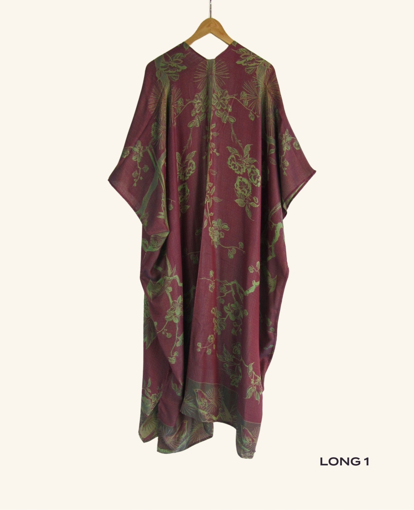 Reversible Kimono in Plum & Green