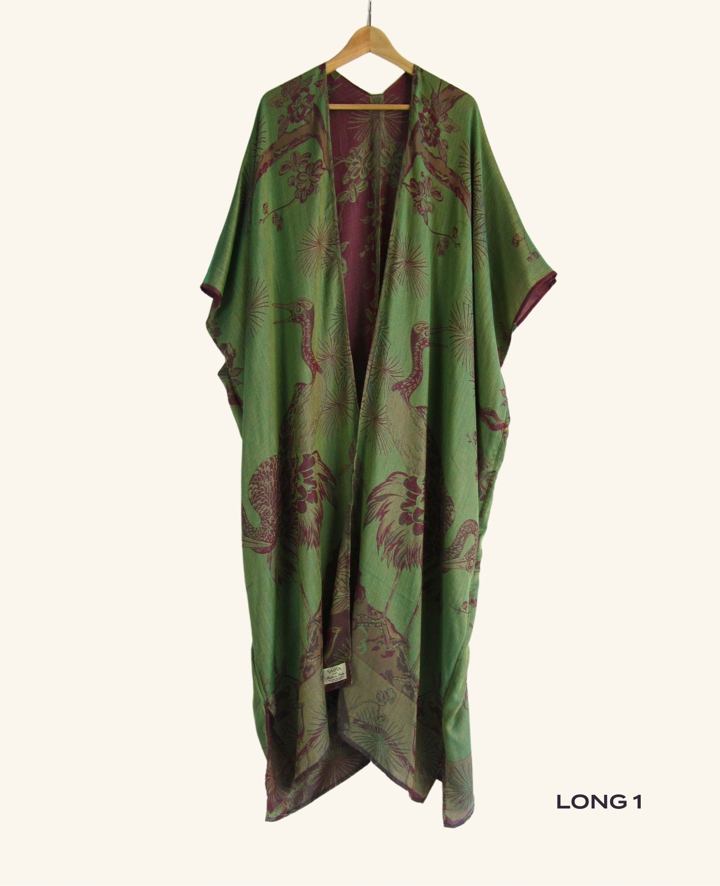 Reversible Kimono in Plum & Green