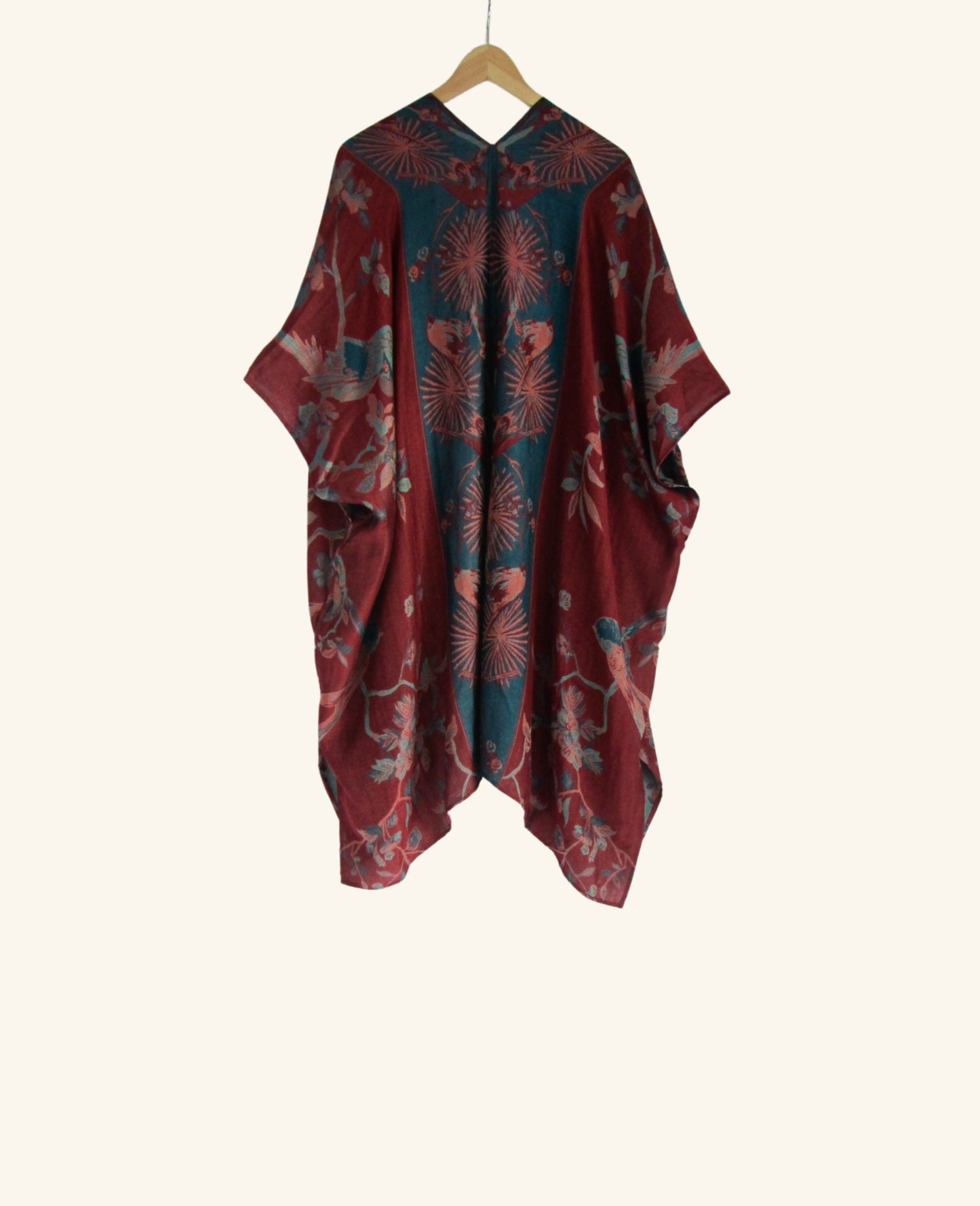 Reversible Kimono in Blue & Cherry Red