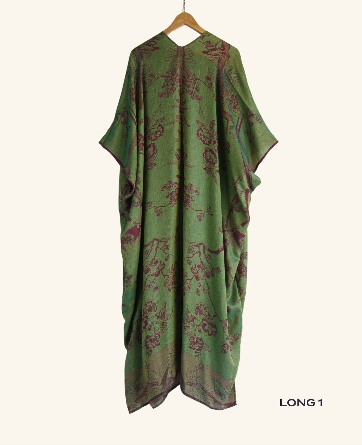 Reversible Kimono in Plum & Green