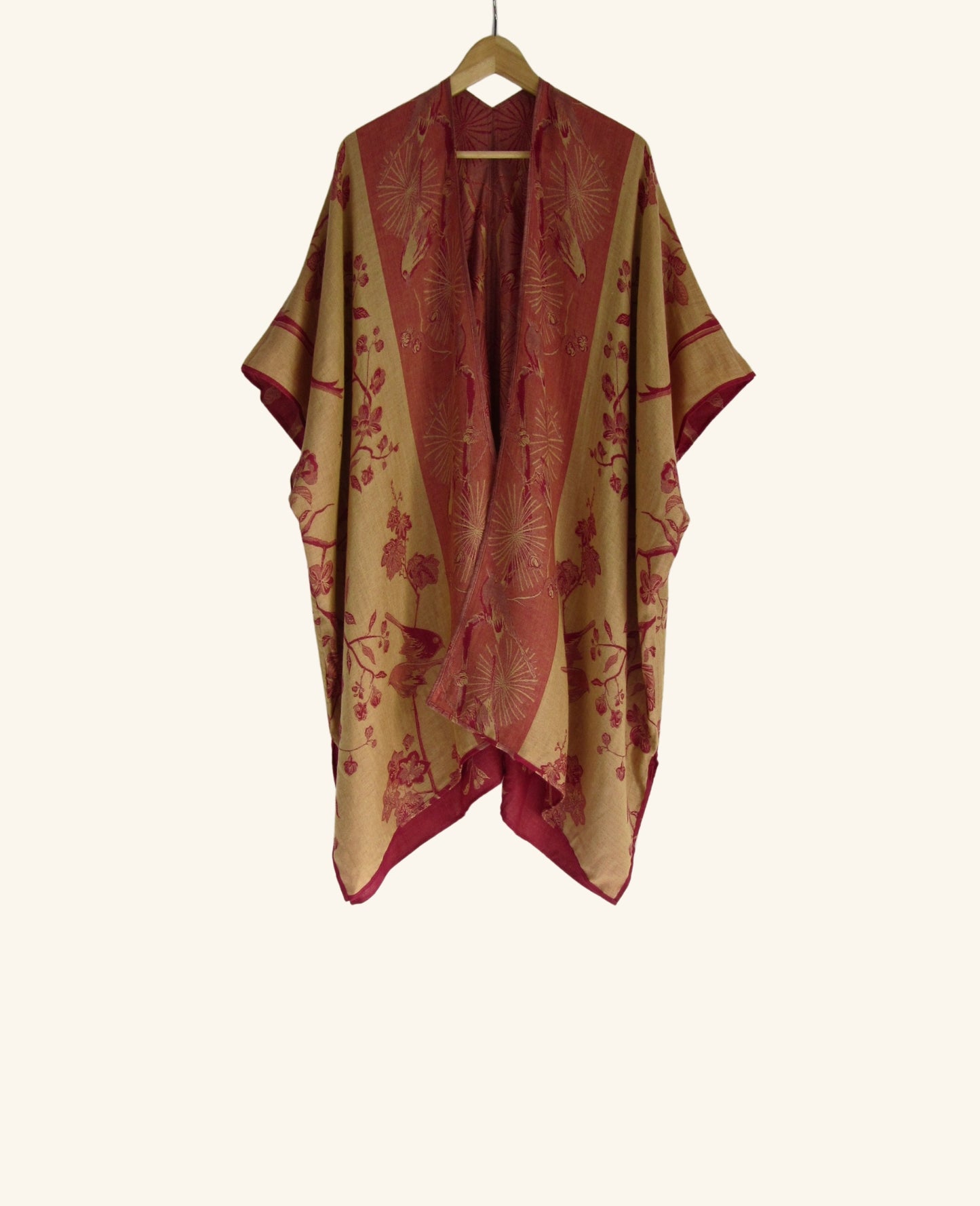 Reversible Kimono in Ruby Pink & Yellow Peach