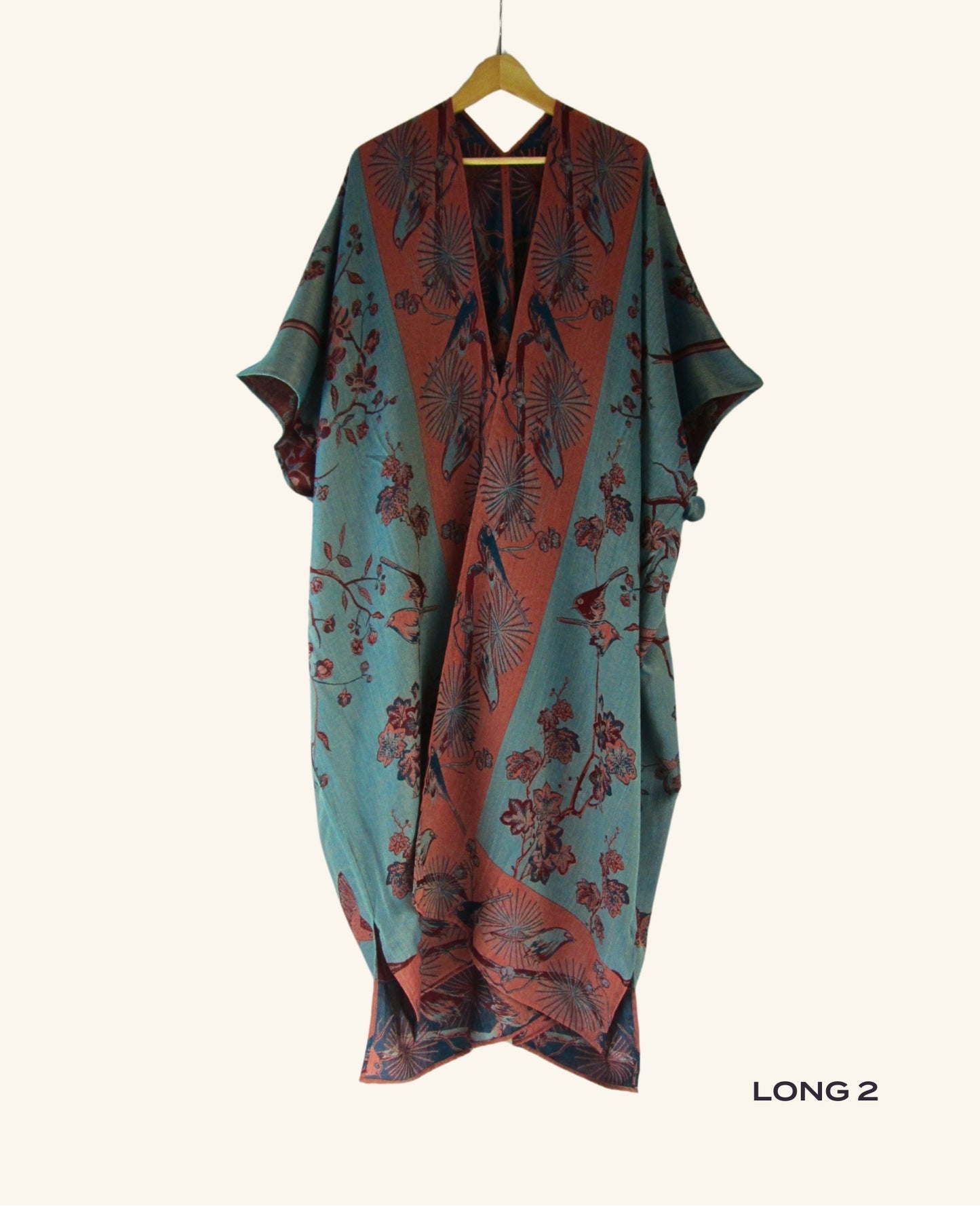 Reversible Kimono in Blue & Cherry Red