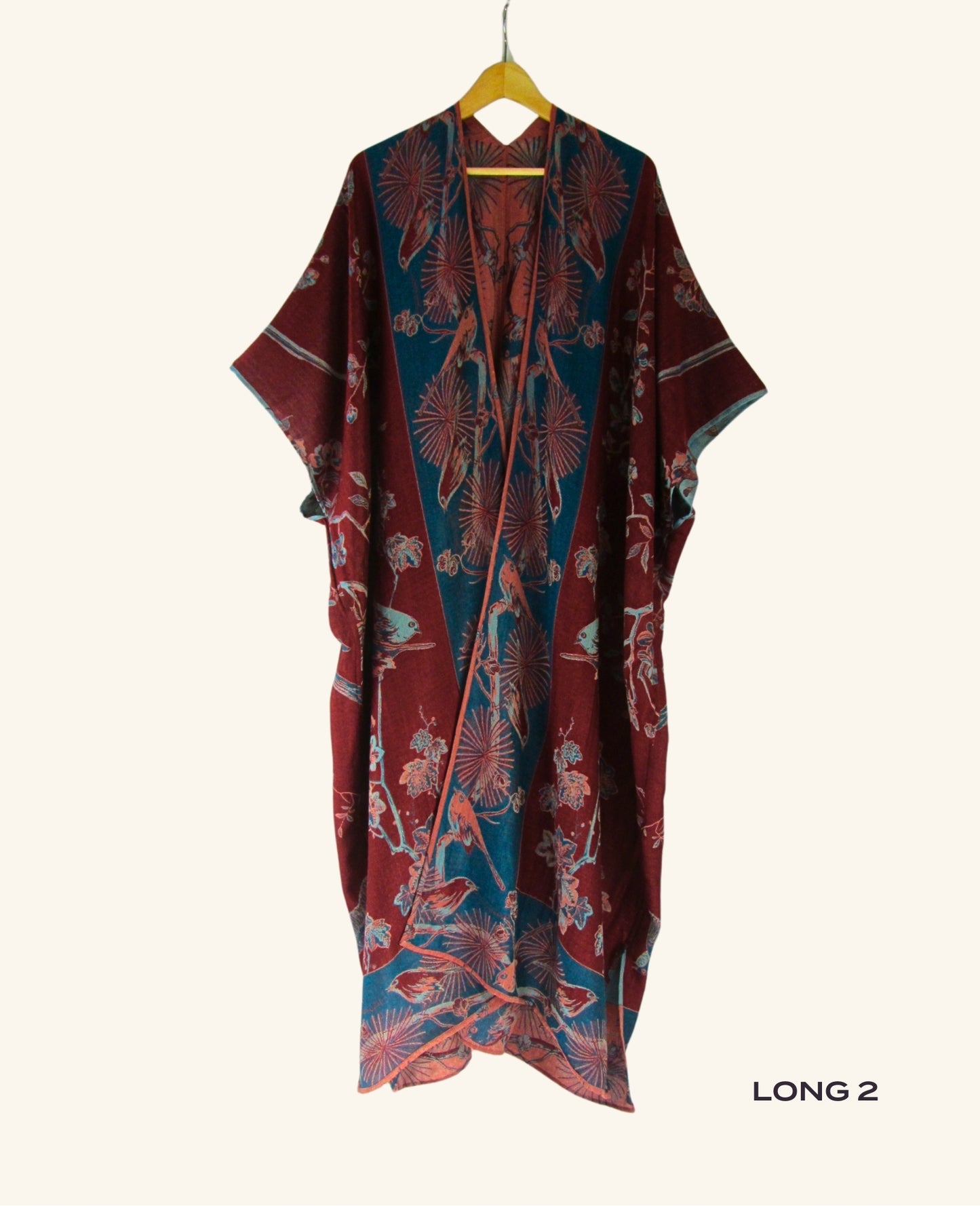 Reversible Kimono in Blue & Cherry Red