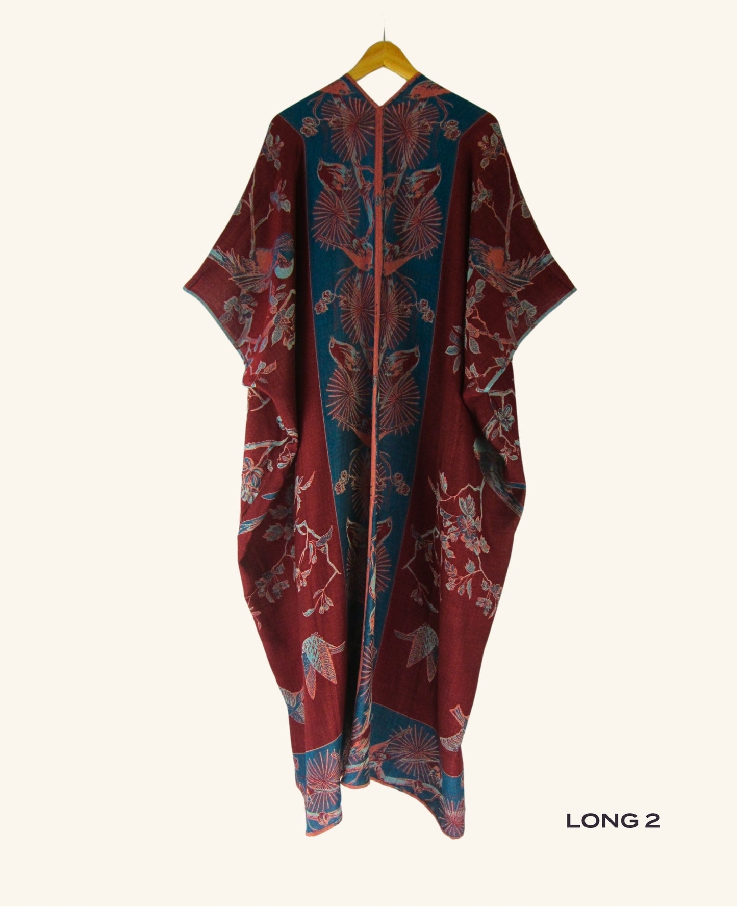 Reversible Kimono in Blue & Cherry Red