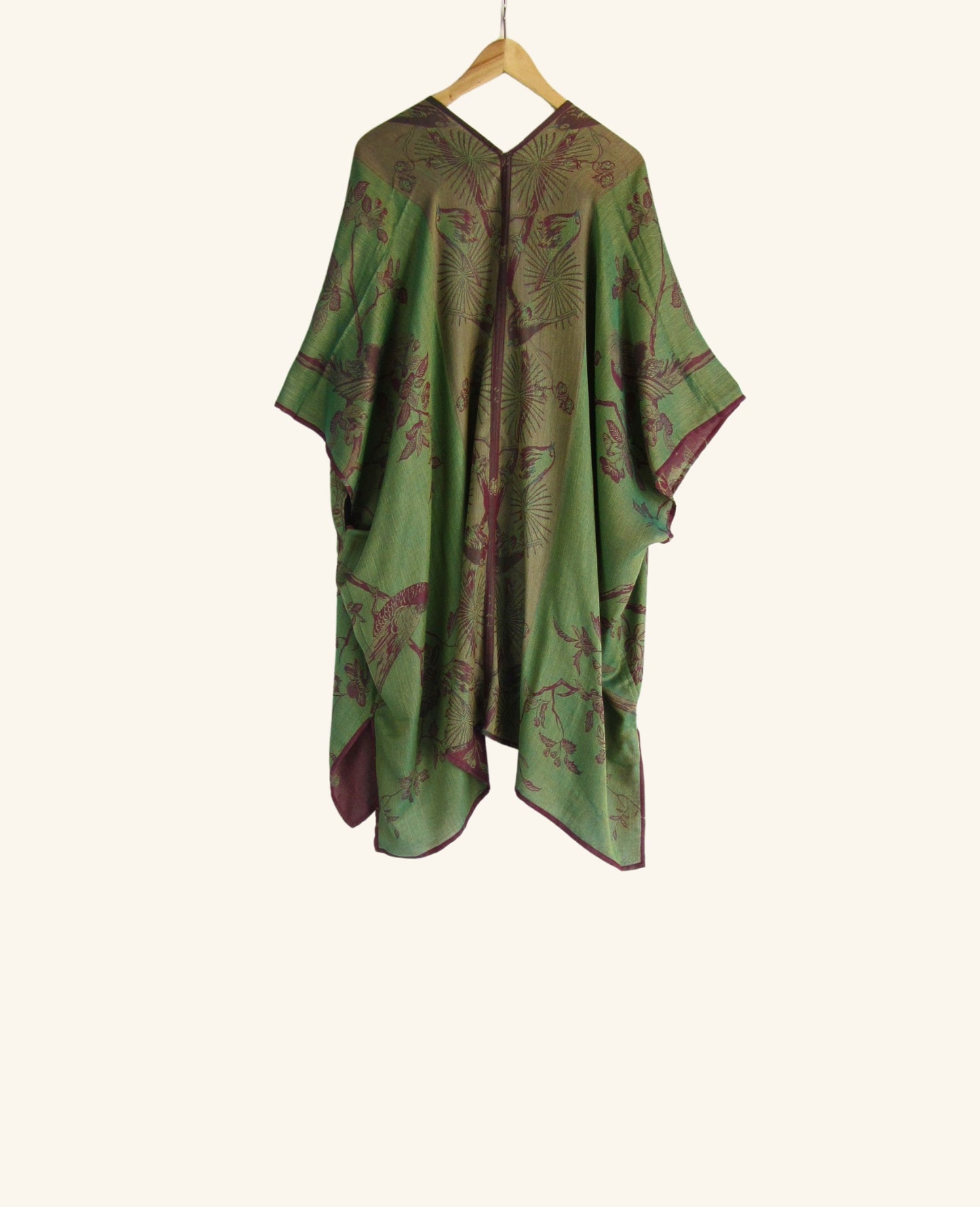 Reversible Kimono in Plum & Green