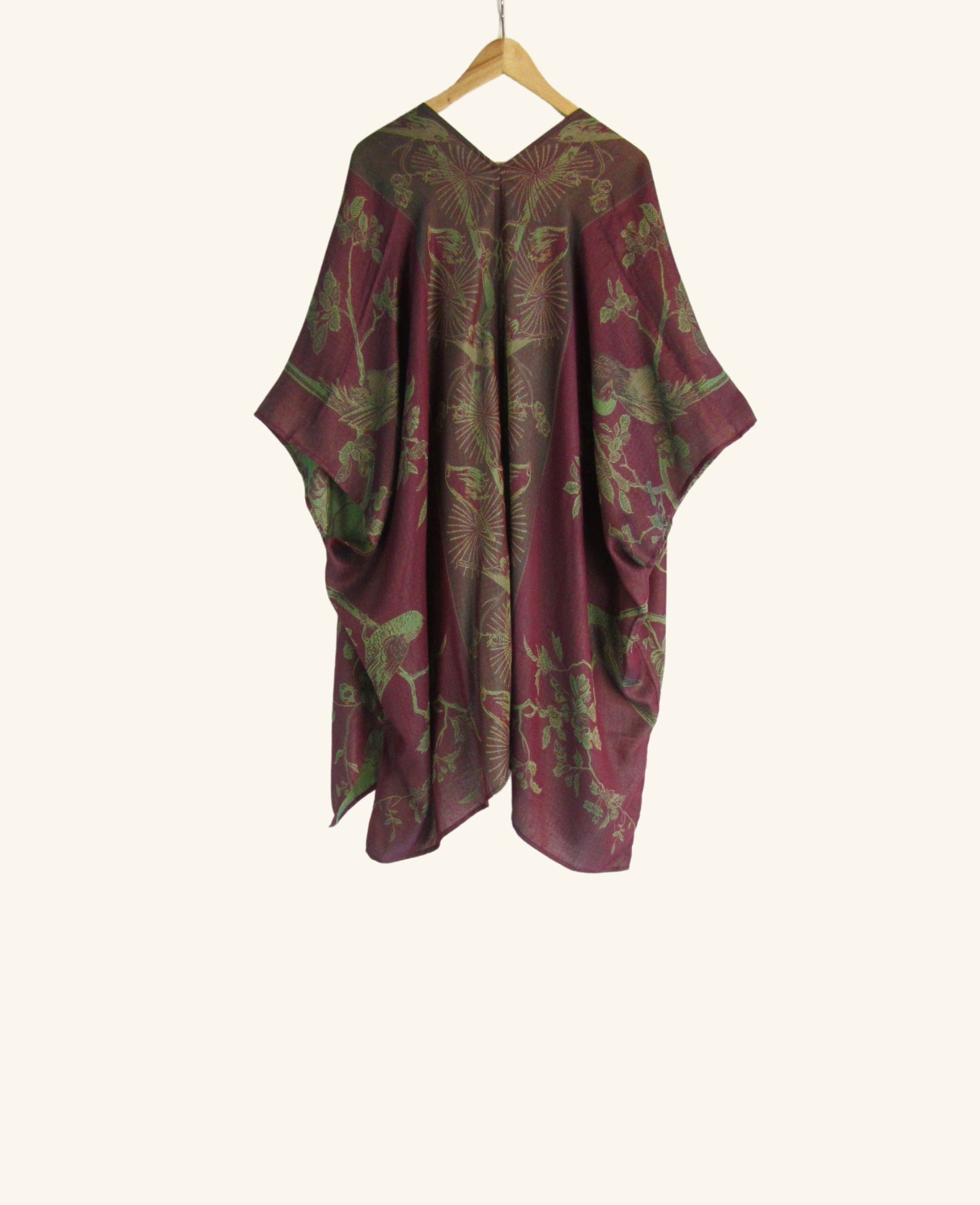 Reversible Kimono in Plum & Green