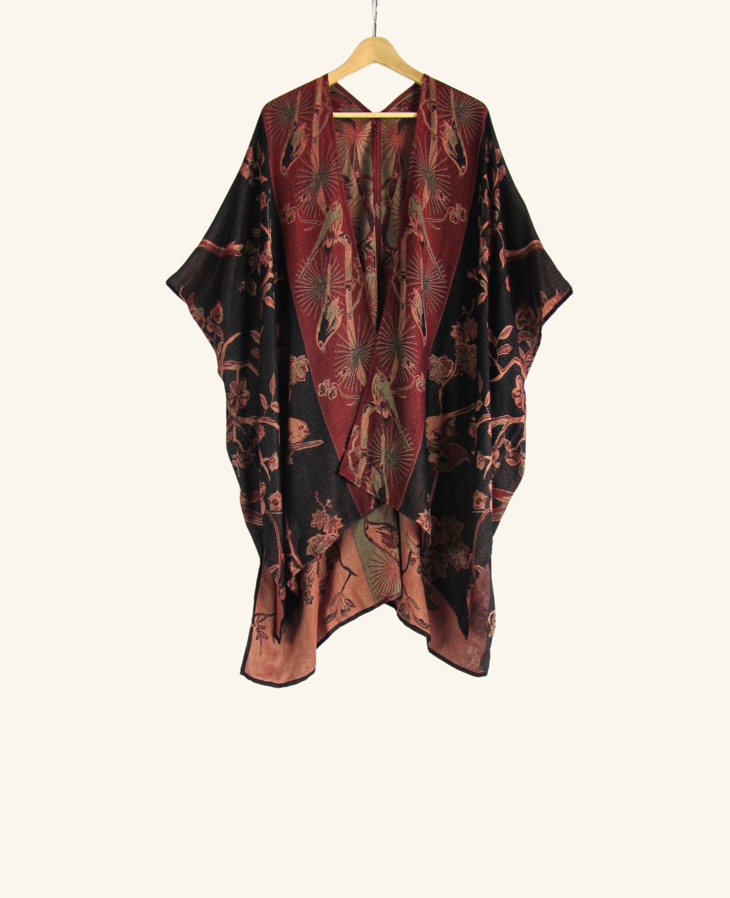 Reversible Kimono in Black & Coral